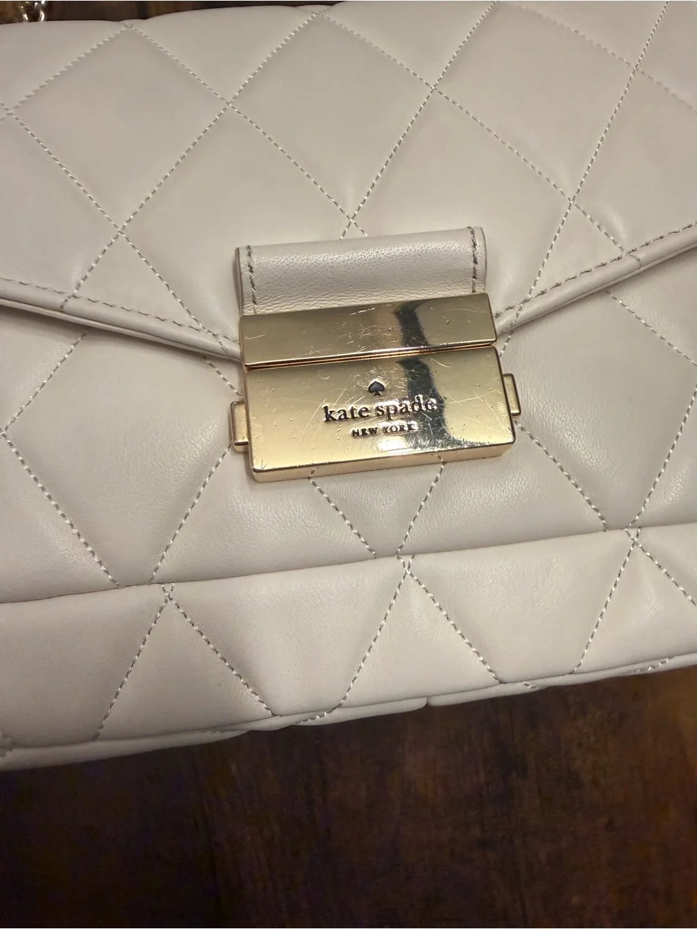 kate spade Quilted White Crossbody Bag with Gold Hardware